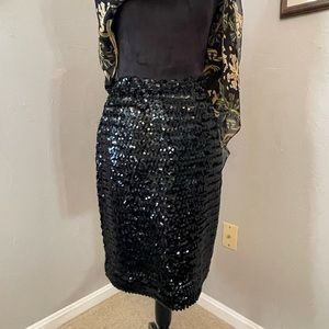 Black sequined pencil skirt